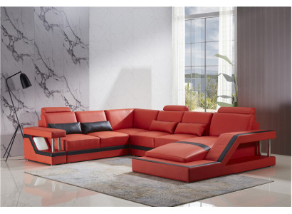 Design Canapé Luxe Canapés Canapé en Cuir Siège Sectionnel Suite Tapisserie Canapé d'Angle Rouge
